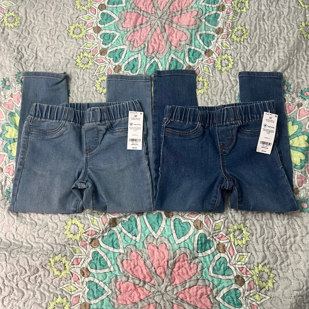 Bundle of 2 NEW OshKosh Bgosh Girls 5T Jegging 2 Pack Blue Denim Pull On Pants